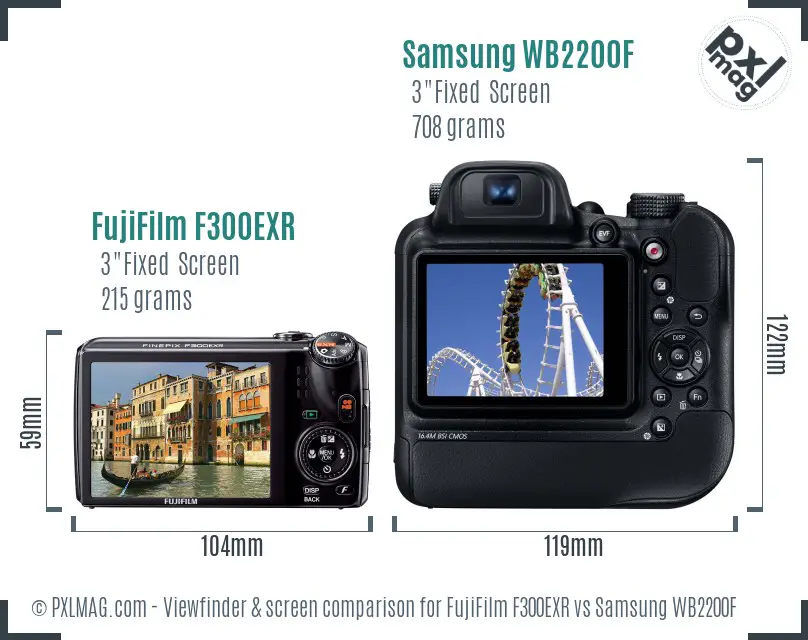 FujiFilm F300EXR vs Samsung WB2200F Screen and Viewfinder comparison FujiFilm F300EXR vs Samsung WB2200F Screen and Viewfinder comparison