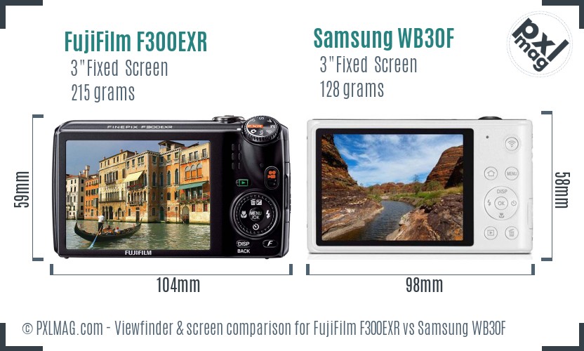 FujiFilm F300EXR vs Samsung WB30F Screen and Viewfinder comparison