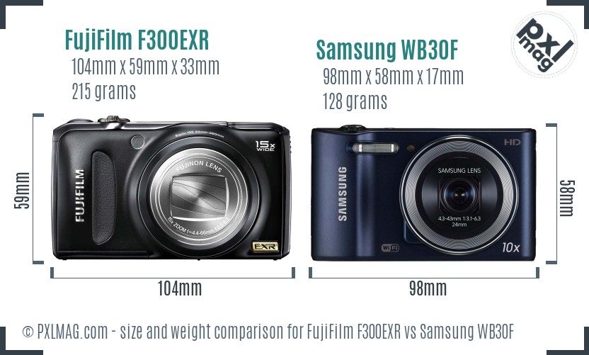 FujiFilm F300EXR vs Samsung WB30F size comparison FujiFilm F300EXR vs Samsung WB30F size comparison