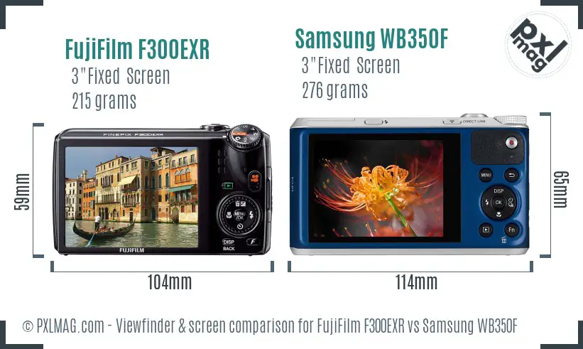FujiFilm F300EXR vs Samsung WB350F Screen and Viewfinder comparison