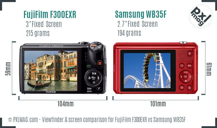 FujiFilm F300EXR vs Samsung WB35F Screen and Viewfinder comparison FujiFilm F300EXR vs Samsung WB35F Screen and Viewfinder comparison