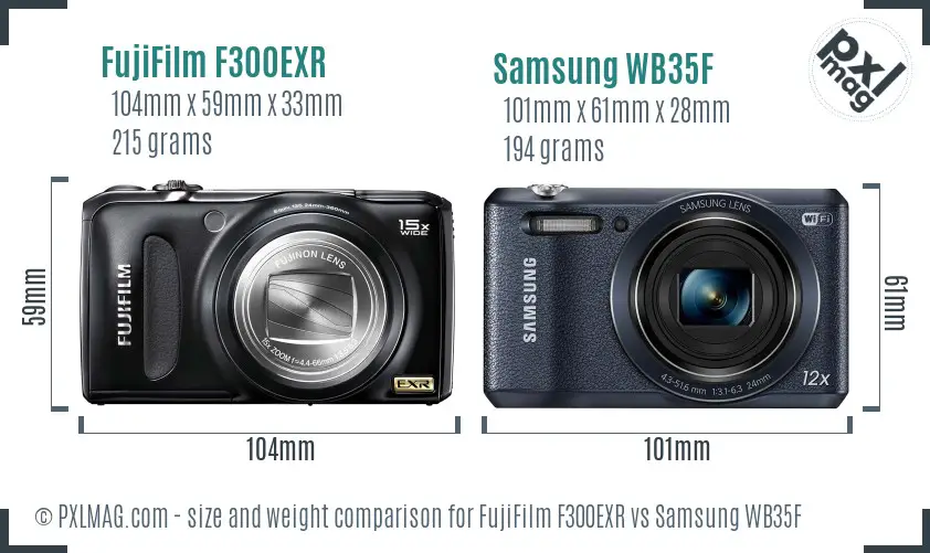 FujiFilm F300EXR vs Samsung WB35F size comparison FujiFilm F300EXR vs Samsung WB35F size comparison