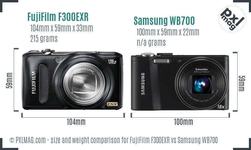 FujiFilm F300EXR vs Samsung WB700 size comparison