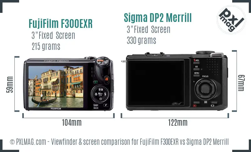 FujiFilm F300EXR vs Sigma DP2 Merrill Screen and Viewfinder comparison