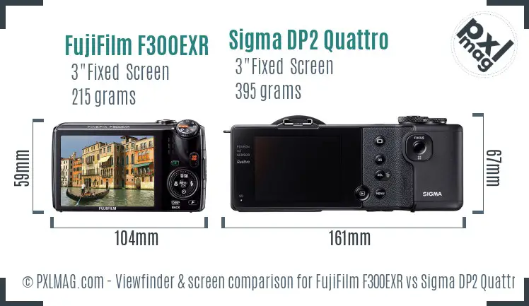 FujiFilm F300EXR vs Sigma DP2 Quattro Screen and Viewfinder comparison