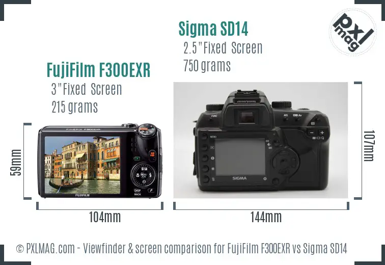 FujiFilm F300EXR vs Sigma SD14 Screen and Viewfinder comparison FujiFilm F300EXR vs Sigma SD14 Screen and Viewfinder comparison