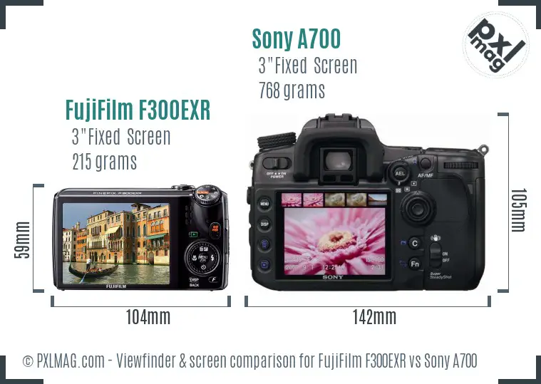 FujiFilm F300EXR vs Sony A700 Screen and Viewfinder comparison