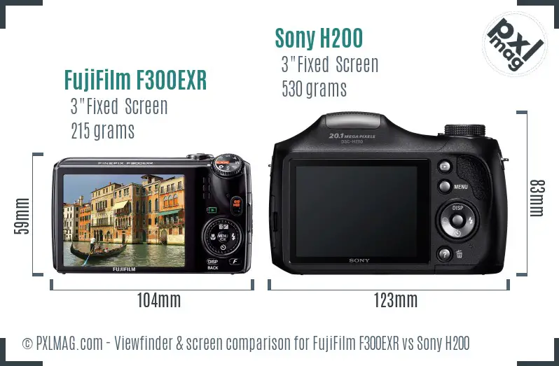 FujiFilm F300EXR vs Sony H200 Screen and Viewfinder comparison