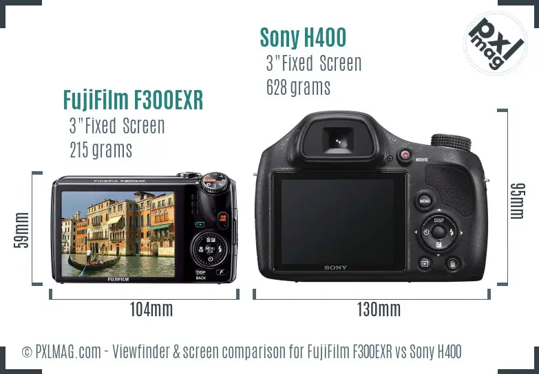 FujiFilm F300EXR vs Sony H400 Screen and Viewfinder comparison