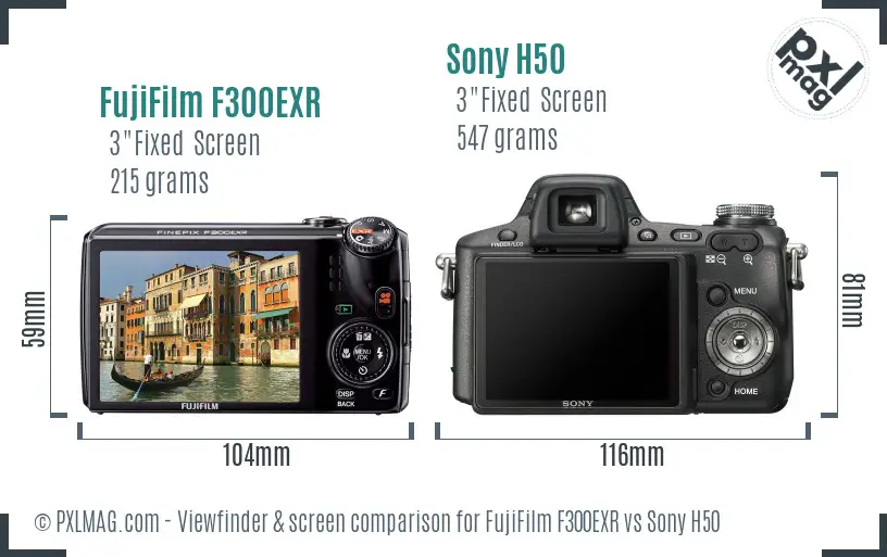 FujiFilm F300EXR vs Sony H50 Screen and Viewfinder comparison