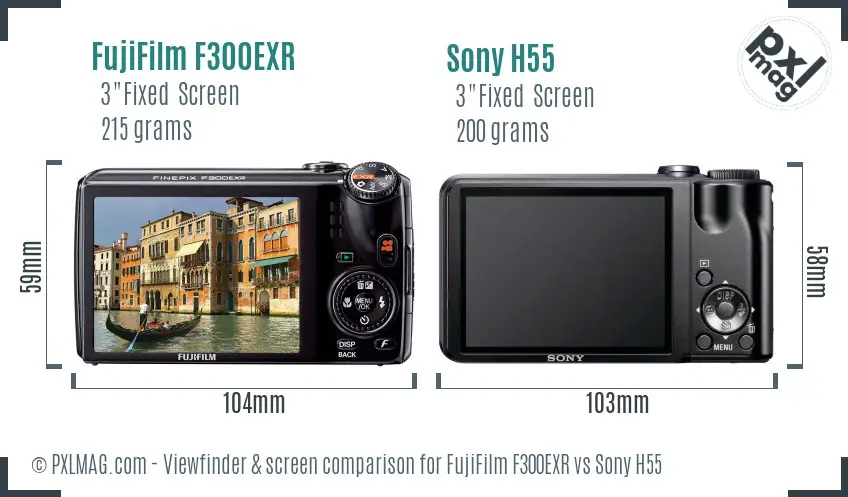 FujiFilm F300EXR vs Sony H55 Screen and Viewfinder comparison