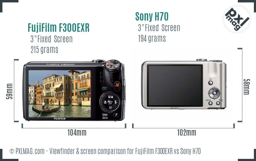 FujiFilm F300EXR vs Sony H70 Screen and Viewfinder comparison