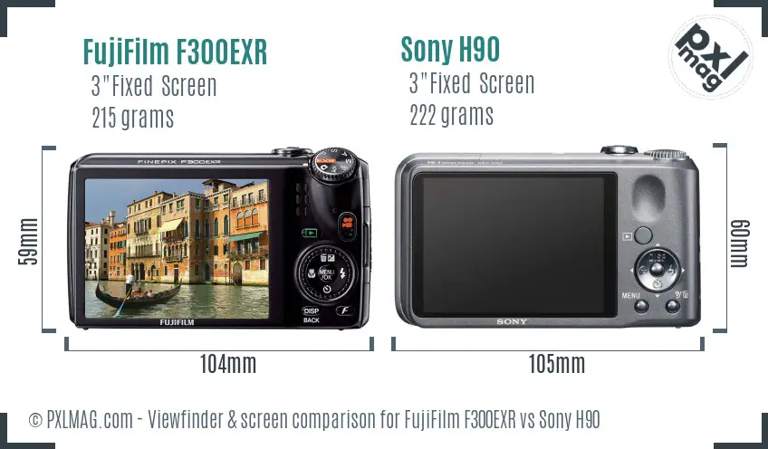 FujiFilm F300EXR vs Sony H90 Screen and Viewfinder comparison FujiFilm F300EXR vs Sony H90 Screen and Viewfinder comparison