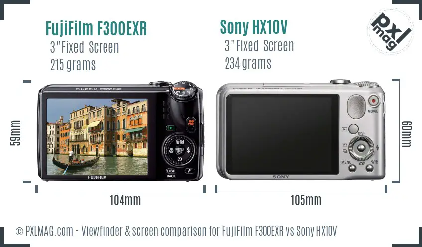 FujiFilm F300EXR vs Sony HX10V Screen and Viewfinder comparison FujiFilm F300EXR vs Sony HX10V Screen and Viewfinder comparison