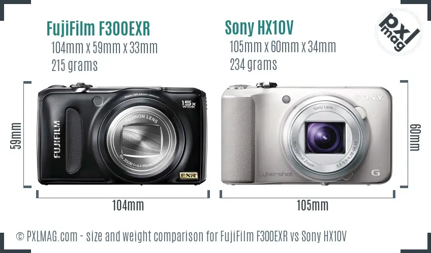 FujiFilm F300EXR vs Sony HX10V size comparison FujiFilm F300EXR vs Sony HX10V size comparison