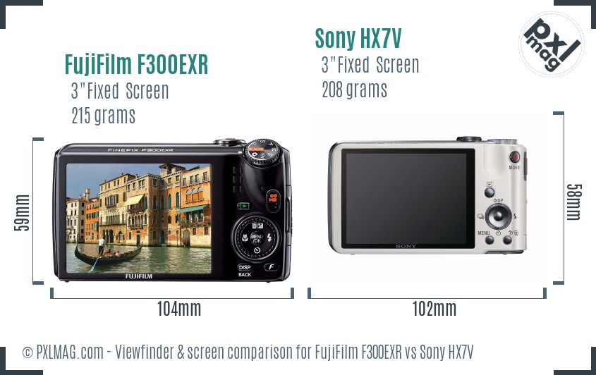 FujiFilm F300EXR vs Sony HX7V Screen and Viewfinder comparison