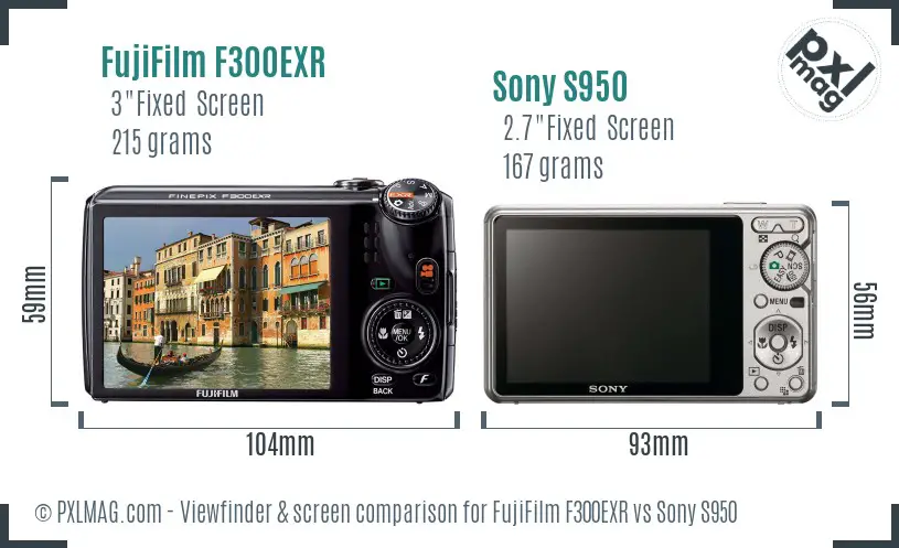 FujiFilm F300EXR vs Sony S950 Screen and Viewfinder comparison