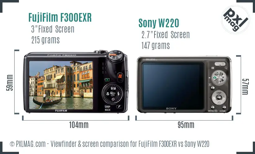 FujiFilm F300EXR vs Sony W220 Screen and Viewfinder comparison