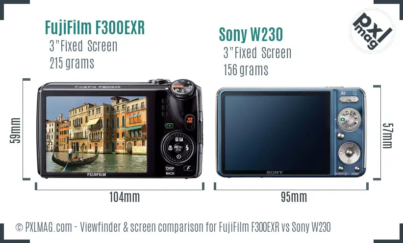 FujiFilm F300EXR vs Sony W230 Screen and Viewfinder comparison FujiFilm F300EXR vs Sony W230 Screen and Viewfinder comparison