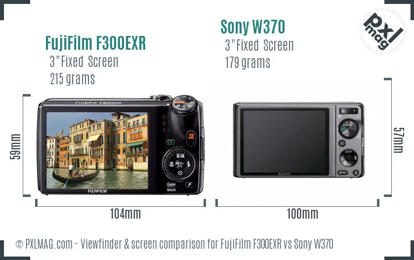 FujiFilm F300EXR vs Sony W370 Screen and Viewfinder comparison