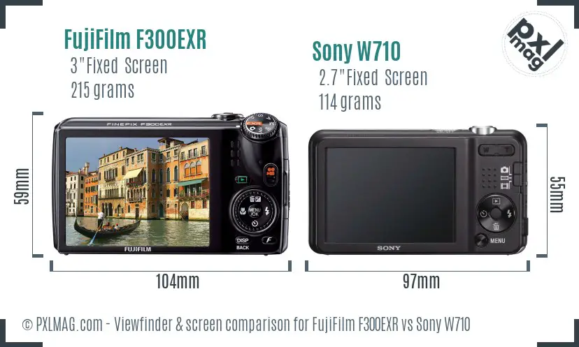 FujiFilm F300EXR vs Sony W710 Screen and Viewfinder comparison