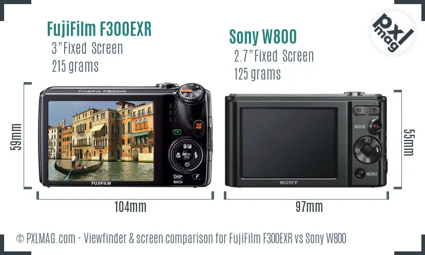 FujiFilm F300EXR vs Sony W800 Screen and Viewfinder comparison