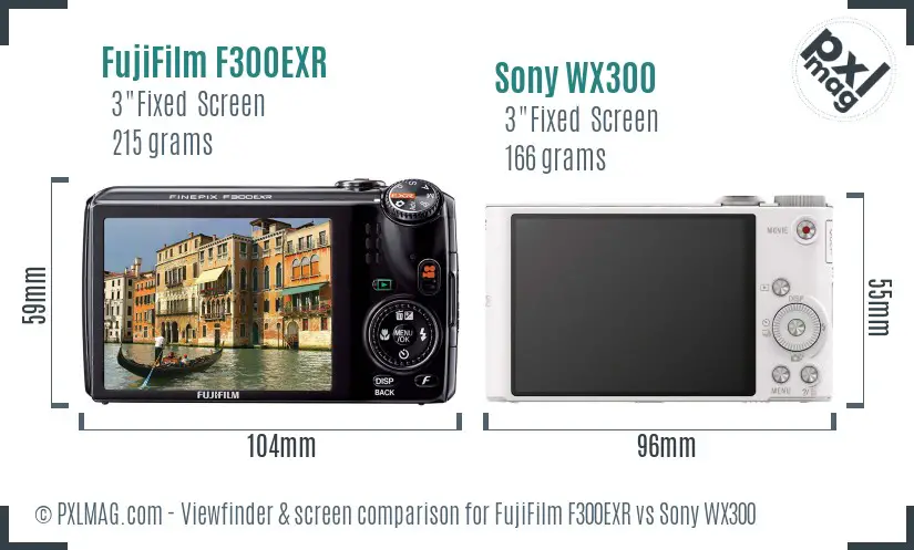 FujiFilm F300EXR vs Sony WX300 Screen and Viewfinder comparison