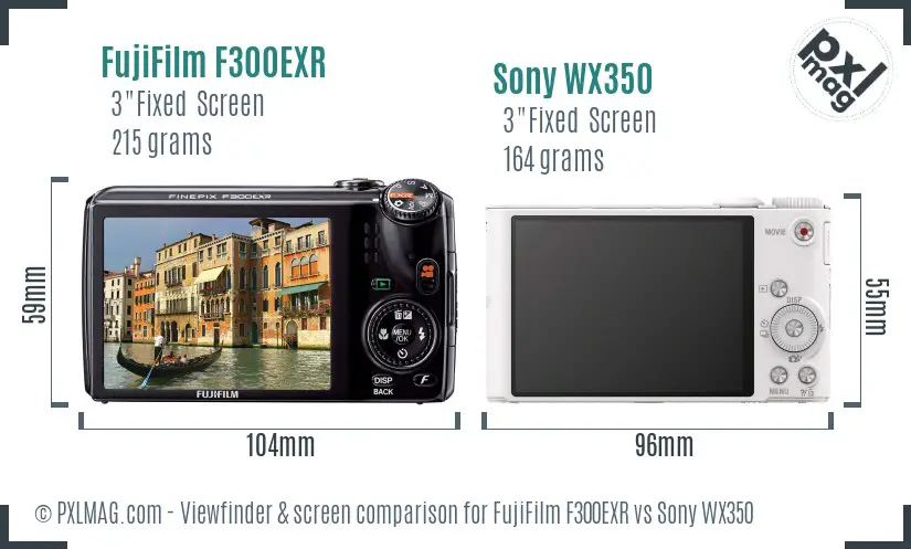 FujiFilm F300EXR vs Sony WX350 Screen and Viewfinder comparison FujiFilm F300EXR vs Sony WX350 Screen and Viewfinder comparison