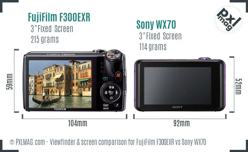 FujiFilm F300EXR vs Sony WX70 Screen and Viewfinder comparison FujiFilm F300EXR vs Sony WX70 Screen and Viewfinder comparison