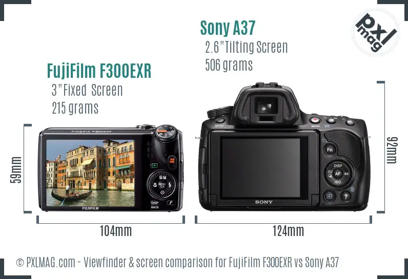 FujiFilm F300EXR vs Sony A37 Screen and Viewfinder comparison
