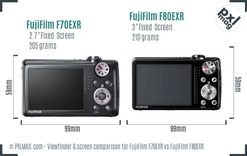 FujiFilm F70EXR vs FujiFilm F80EXR Screen and Viewfinder comparison