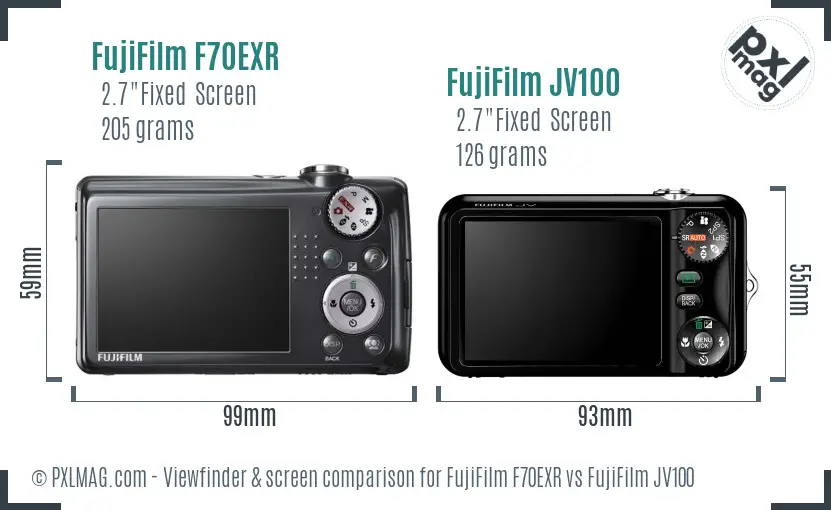 FujiFilm F70EXR vs FujiFilm JV100 Screen and Viewfinder comparison FujiFilm F70EXR vs FujiFilm JV100 Screen and Viewfinder comparison
