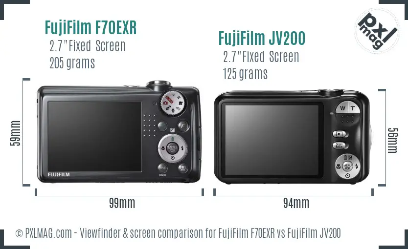 FujiFilm F70EXR vs FujiFilm JV200 Screen and Viewfinder comparison