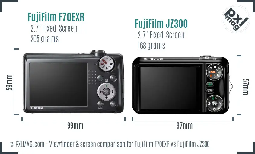 FujiFilm F70EXR vs FujiFilm JZ300 Screen and Viewfinder comparison FujiFilm F70EXR vs FujiFilm JZ300 Screen and Viewfinder comparison