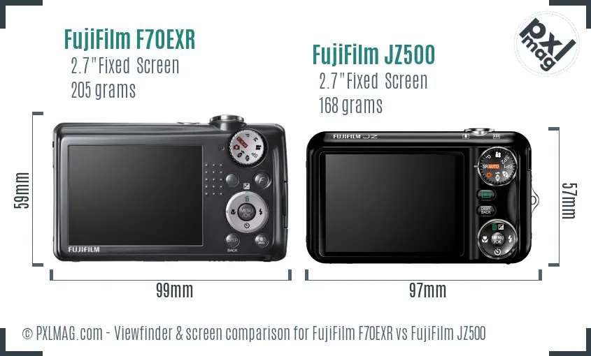 FujiFilm F70EXR vs FujiFilm JZ500 Screen and Viewfinder comparison