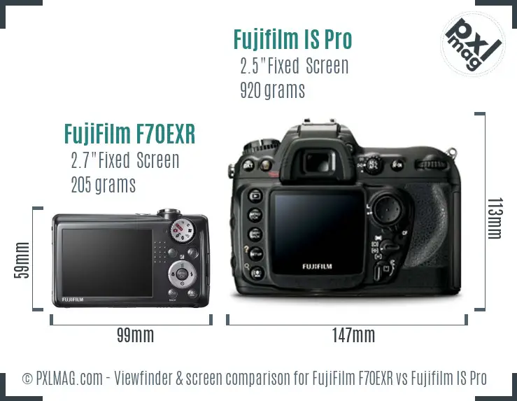 FujiFilm F70EXR vs Fujifilm IS Pro Screen and Viewfinder comparison