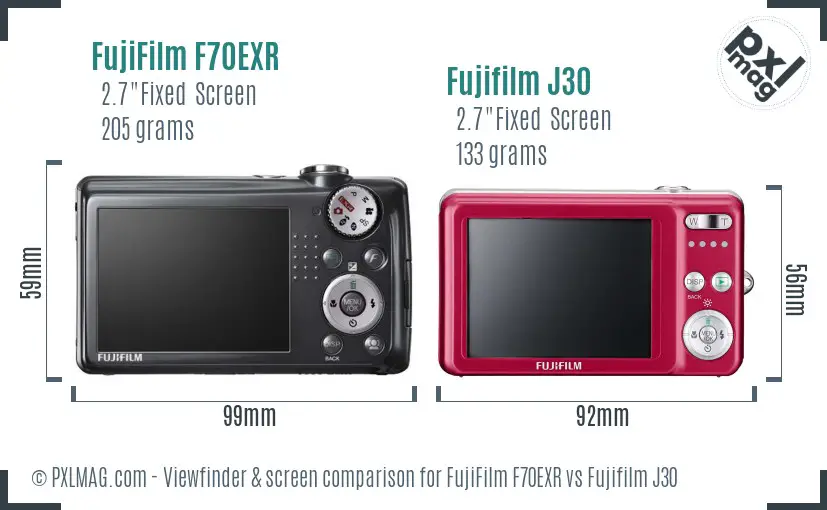 FujiFilm F70EXR vs Fujifilm J30 Screen and Viewfinder comparison FujiFilm F70EXR vs Fujifilm J30 Screen and Viewfinder comparison