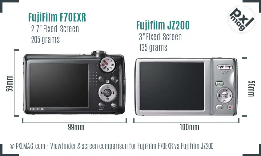 FujiFilm F70EXR vs Fujifilm JZ200 Screen and Viewfinder comparison FujiFilm F70EXR vs Fujifilm JZ200 Screen and Viewfinder comparison