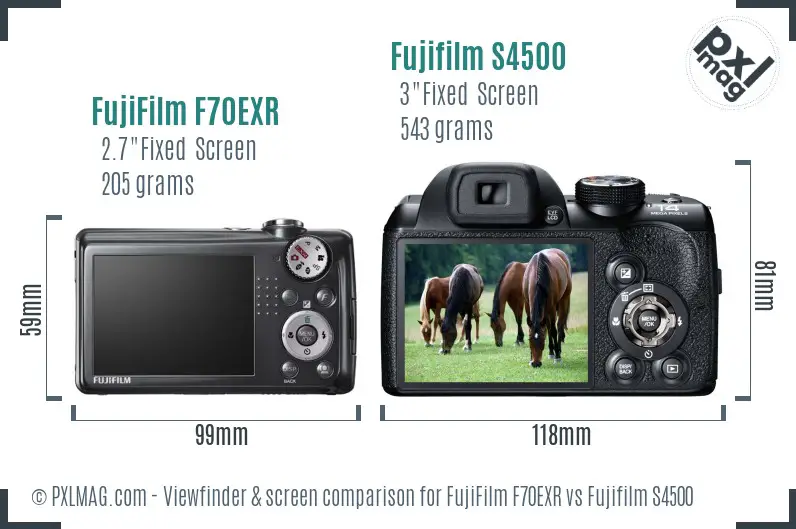 FujiFilm F70EXR vs Fujifilm S4500 Screen and Viewfinder comparison FujiFilm F70EXR vs Fujifilm S4500 Screen and Viewfinder comparison