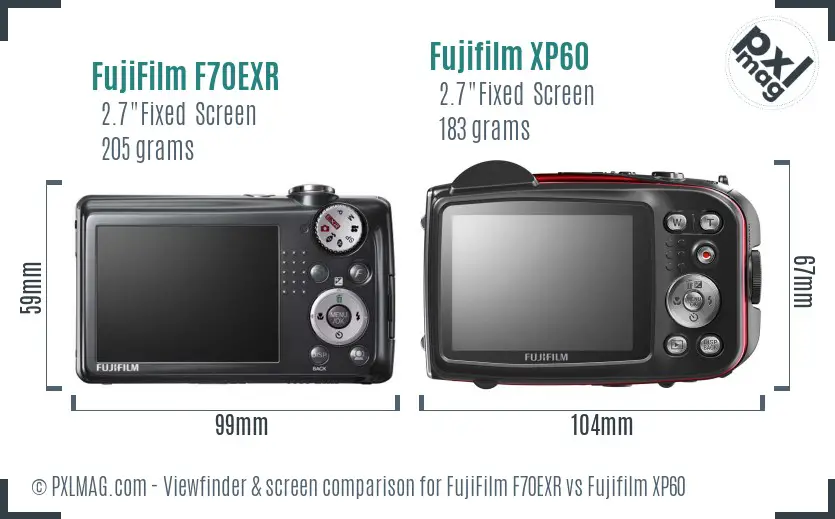 FujiFilm F70EXR vs Fujifilm XP60 Screen and Viewfinder comparison FujiFilm F70EXR vs Fujifilm XP60 Screen and Viewfinder comparison