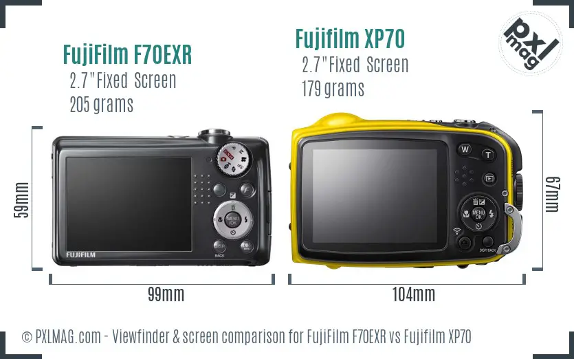 FujiFilm F70EXR vs Fujifilm XP70 Screen and Viewfinder comparison