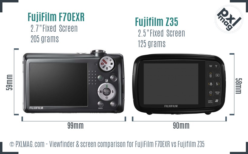 FujiFilm F70EXR vs Fujifilm Z35 Screen and Viewfinder comparison