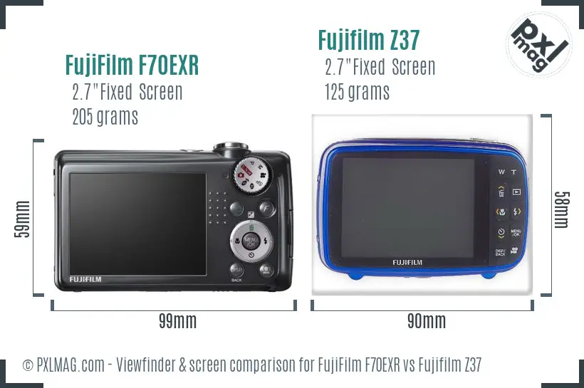 FujiFilm F70EXR vs Fujifilm Z37 Screen and Viewfinder comparison