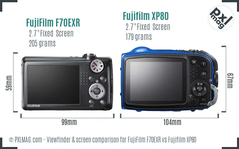 FujiFilm F70EXR vs Fujifilm XP80 Screen and Viewfinder comparison FujiFilm F70EXR vs Fujifilm XP80 Screen and Viewfinder comparison