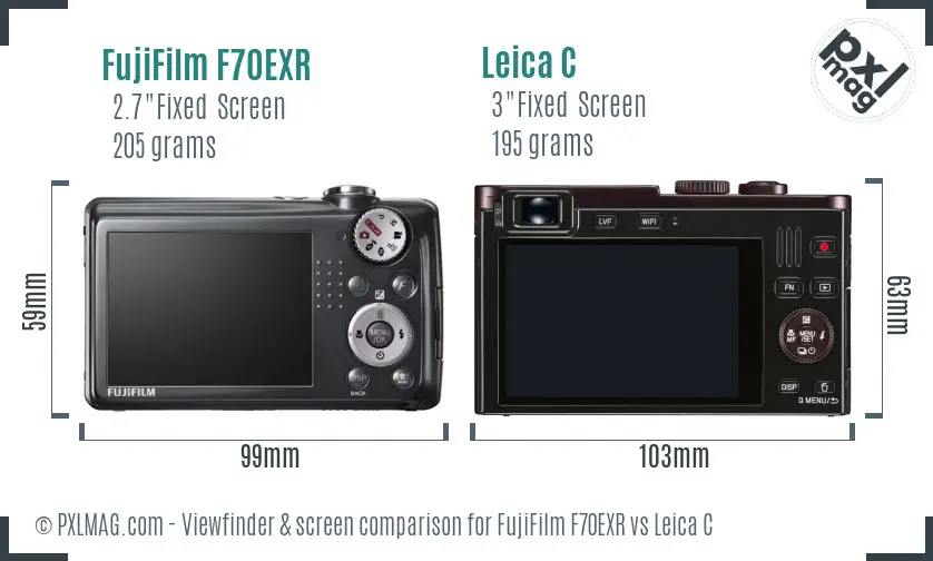 FujiFilm F70EXR vs Leica C Screen and Viewfinder comparison