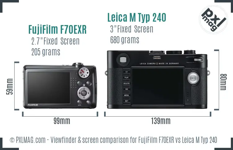 FujiFilm F70EXR vs Leica M Typ 240 Screen and Viewfinder comparison