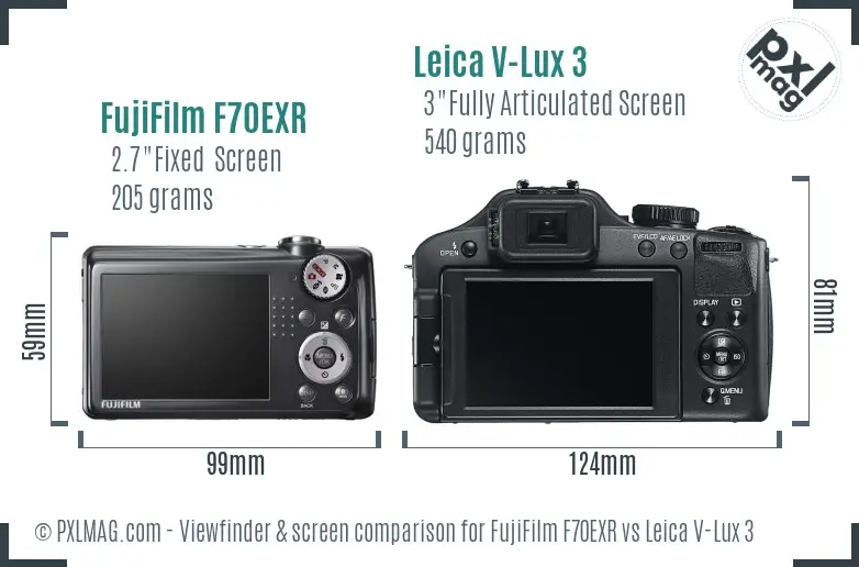 FujiFilm F70EXR vs Leica V-Lux 3 Screen and Viewfinder comparison