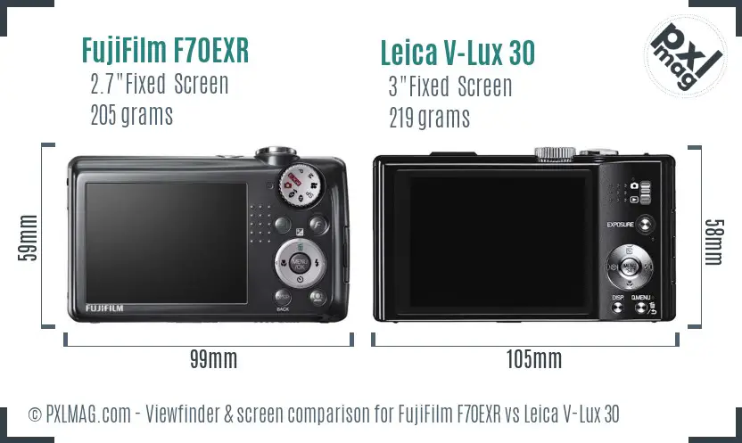 FujiFilm F70EXR vs Leica V-Lux 30 Screen and Viewfinder comparison