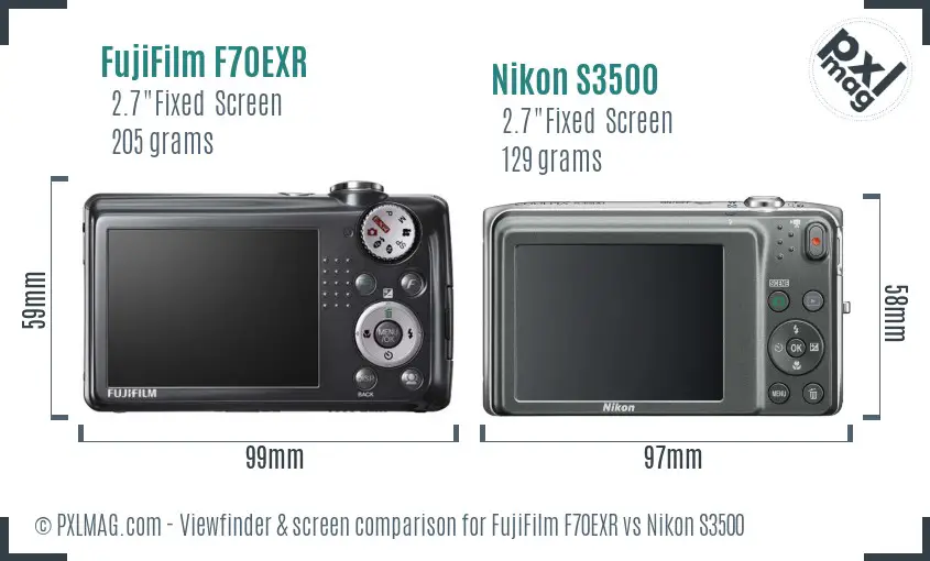 FujiFilm F70EXR vs Nikon S3500 Screen and Viewfinder comparison
