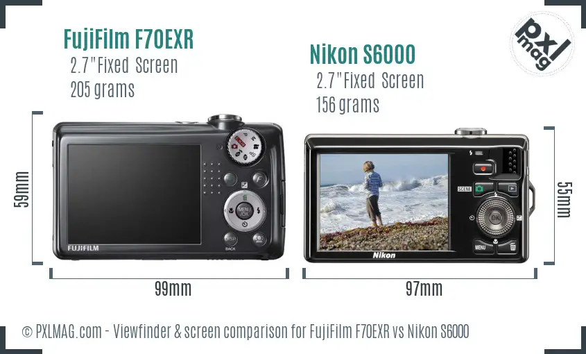 FujiFilm F70EXR vs Nikon S6000 Screen and Viewfinder comparison FujiFilm F70EXR vs Nikon S6000 Screen and Viewfinder comparison
